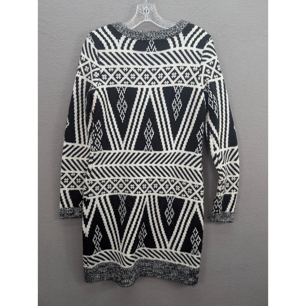 Pink Rose Black White‎ Geometric Tribal Knit Sweater Dress Women's L Long Sleeve - Picture 7 of 12